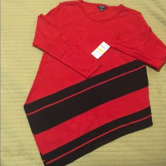 Alfani Red/Black Striped Asymmetrical Tunic - Picture 4 of 5